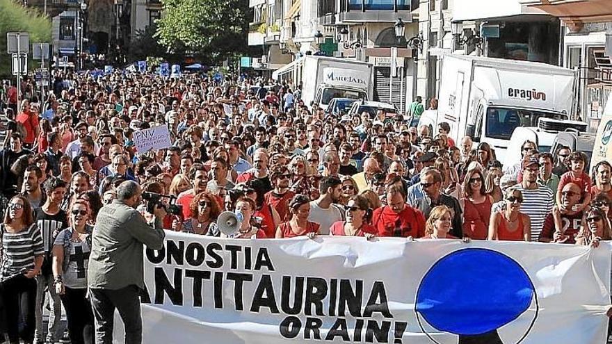 Manifestación antitaurina celebrada en Donostia el pasado año.