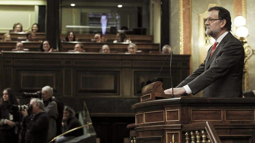 El presidente del Gobierno, Mariano Rajoy, durante su intervención en el pleno del Congreso.