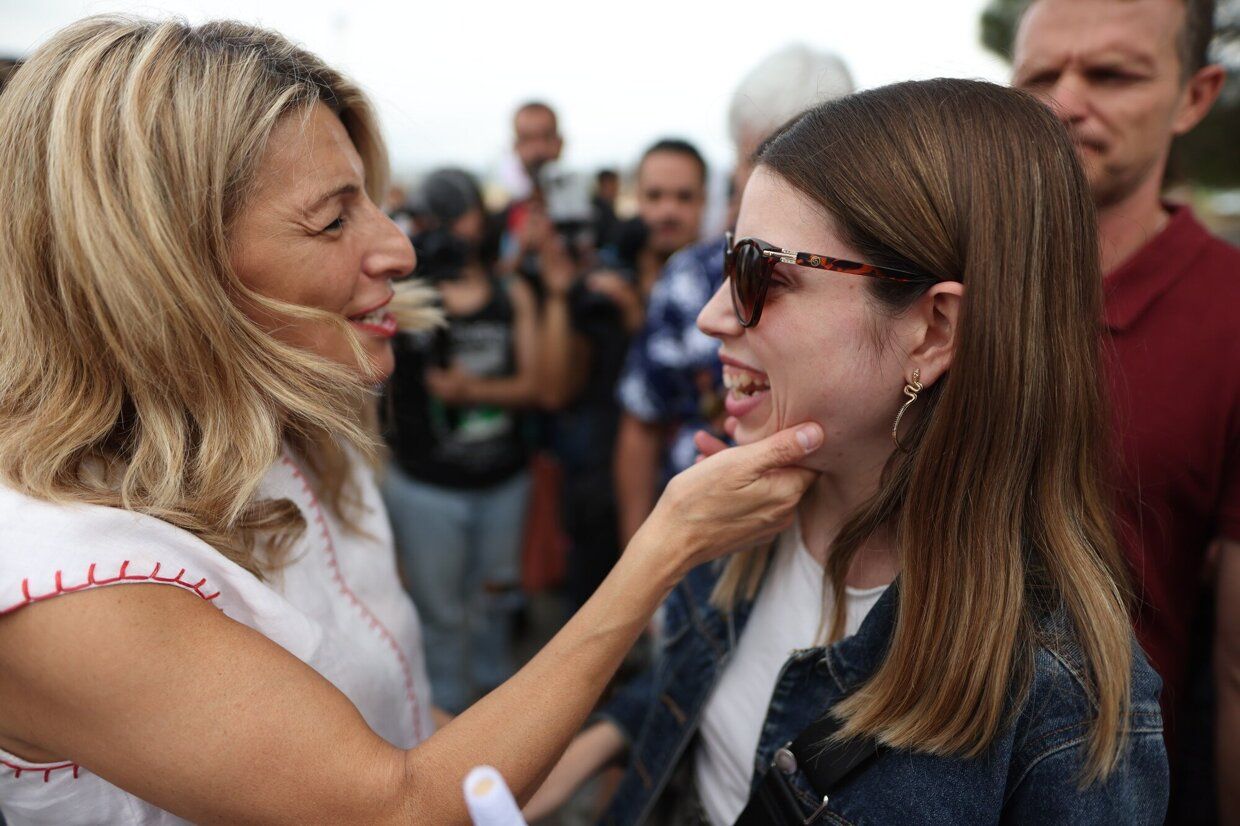 Yolanda Díaz y Ione Belarra comparten campaña de Sumar en Pamplona