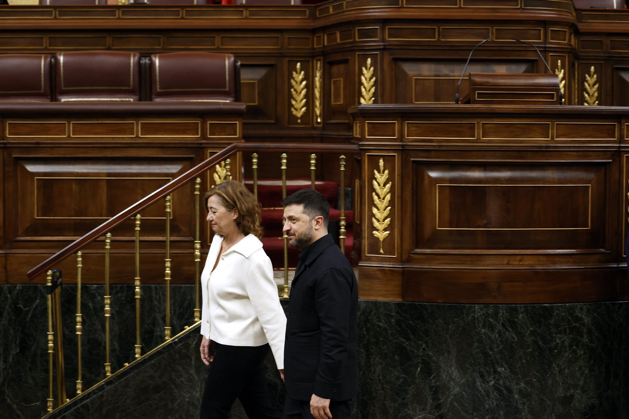 En imágenes: Zelenski inicia en el Congreso su tercera visita oficial a España y se reúne con Armengol y Rollán