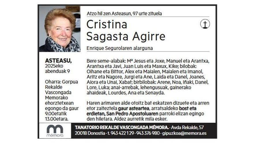 CRISTINA SAGASTA AGIRRE