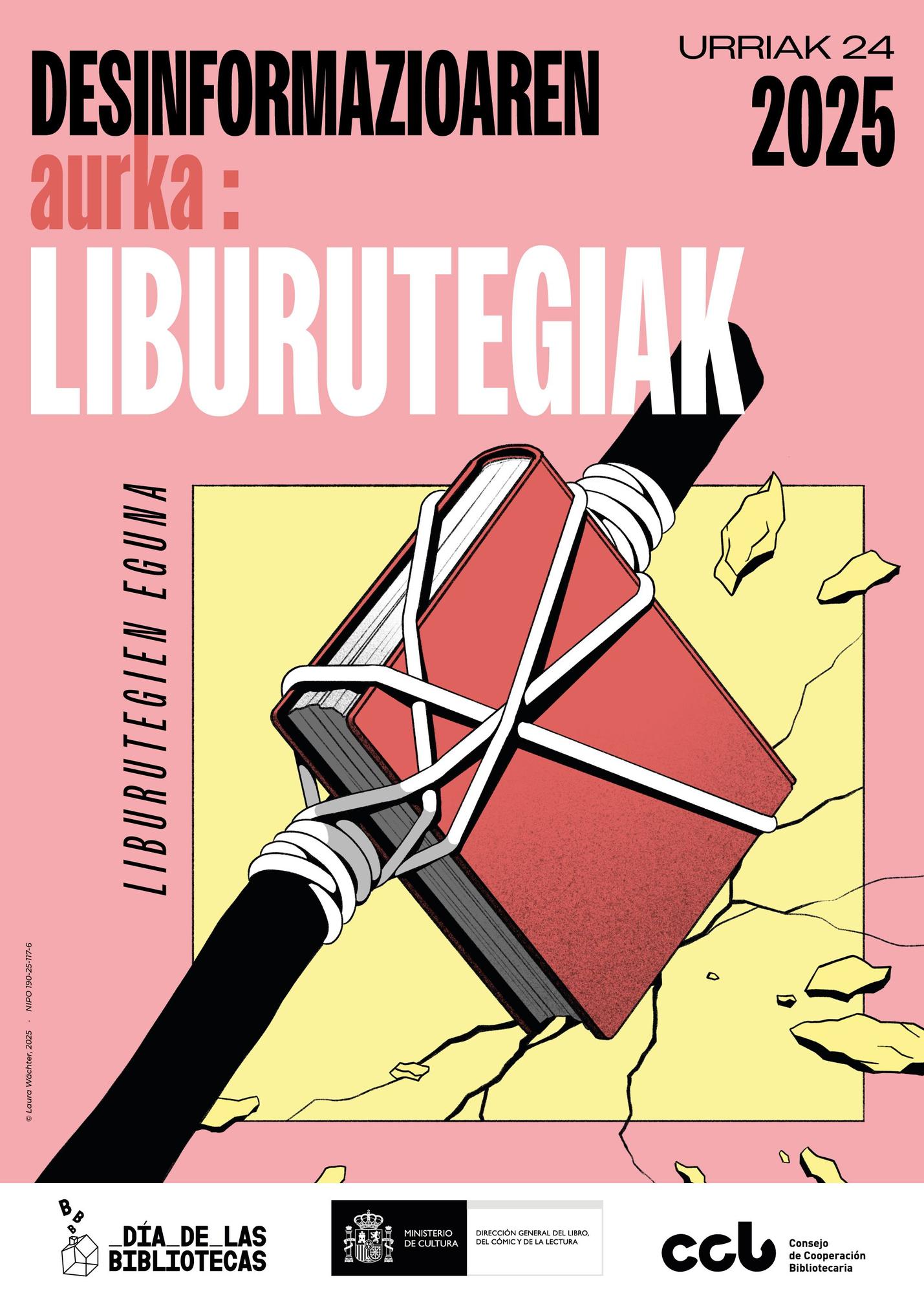 Liburutegien Eguna iragartzen duen kartela.