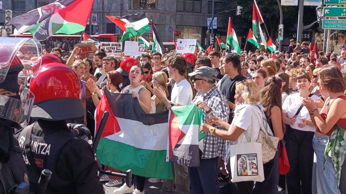 Manifestación en Bilbao en apoyo al pueblo palestino y a la flotilla