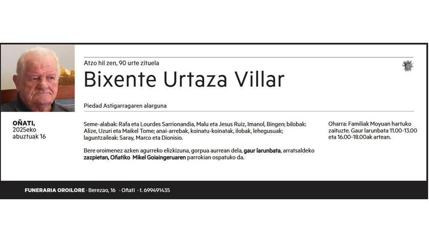 BIXENTE URTAZA VILLAR