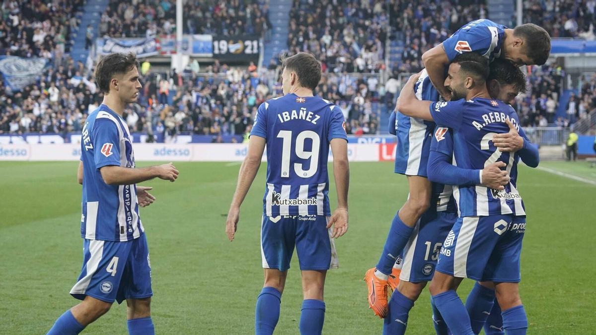 Celebración del gol de Boyé ante la Real Sociedad.