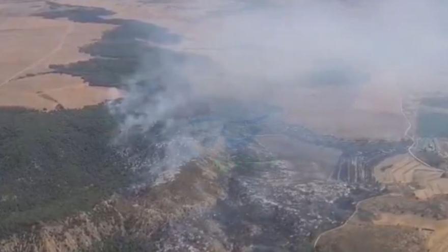 Vista aérea de la superficie afectada en el incendio de Carcastillo