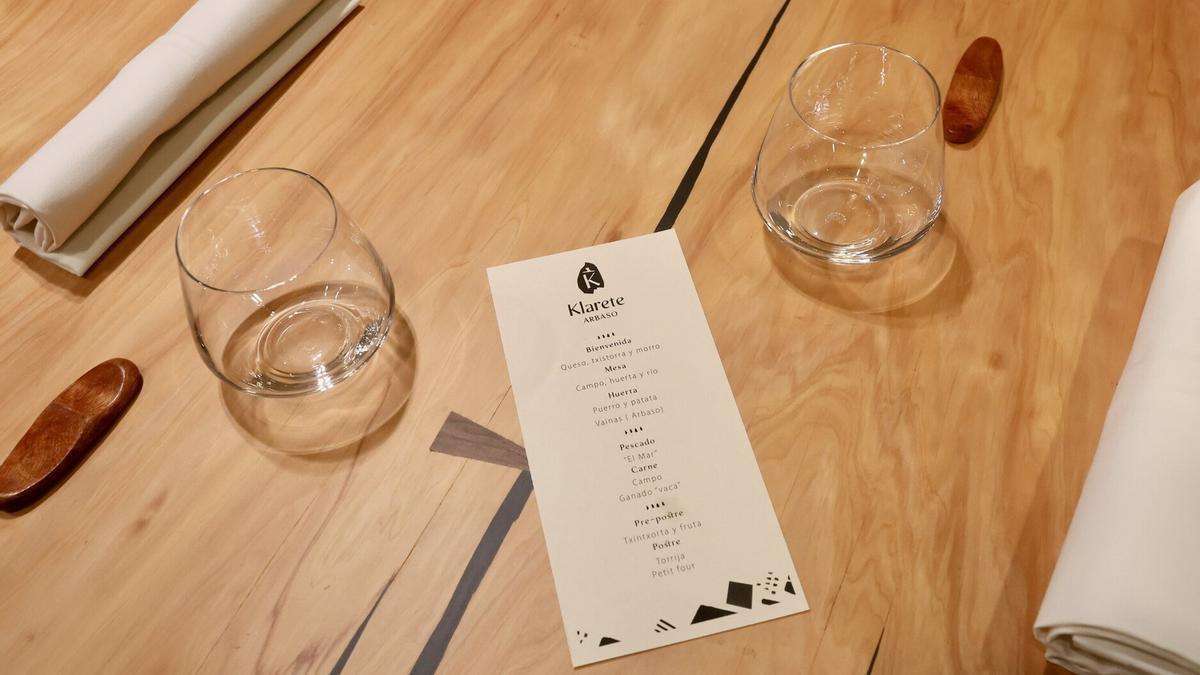 Menú degustación Arbaso, del Klarete