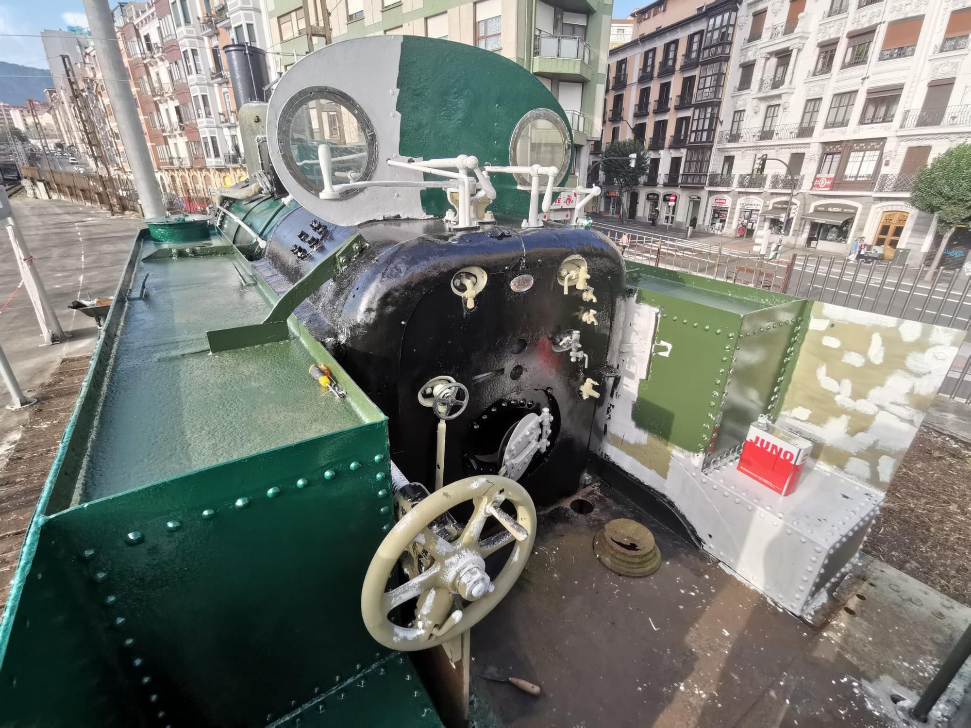 Detalle de la locomotora tras la restauración.