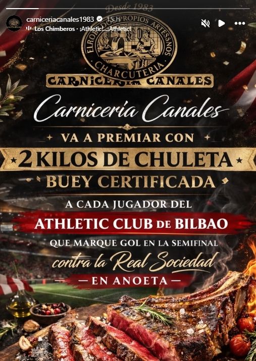 Publicación en redes sociales de la carnicería Canales.