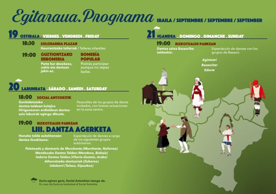 programa de actos de la LIII edición de Euskal Herriko Dantza Agerketa, de basauri