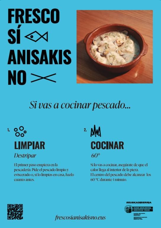 El Gobierno Vasco lanza la campaña #FrescosSiAnisakisNo para fomentar el consumo seguro de pescado fresco.