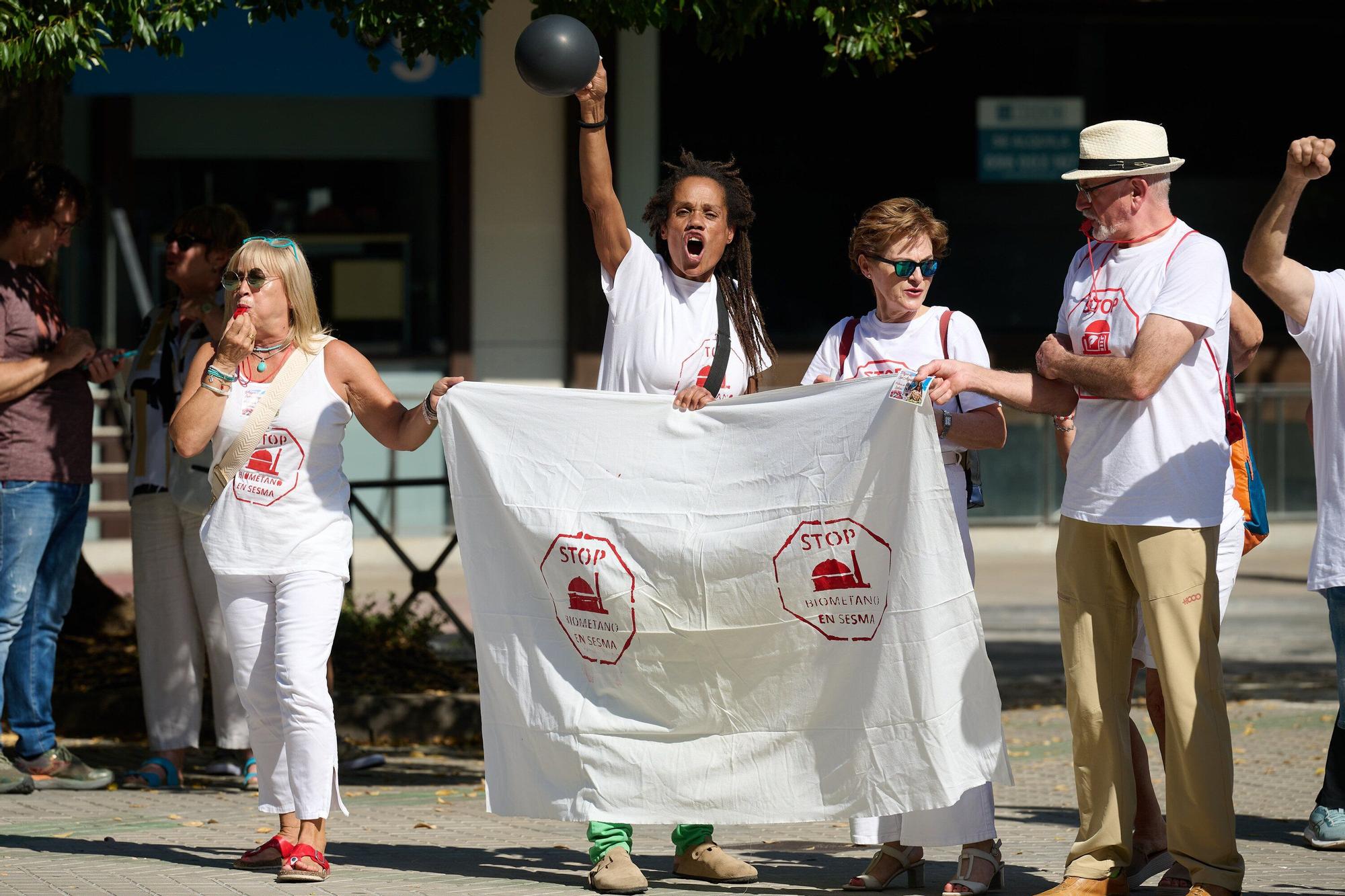 Concentración frente al Parlamento contra la central de biometano de Sesma