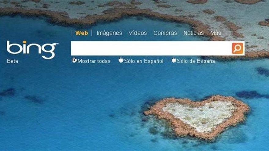 Pantalla del buscador Bing.