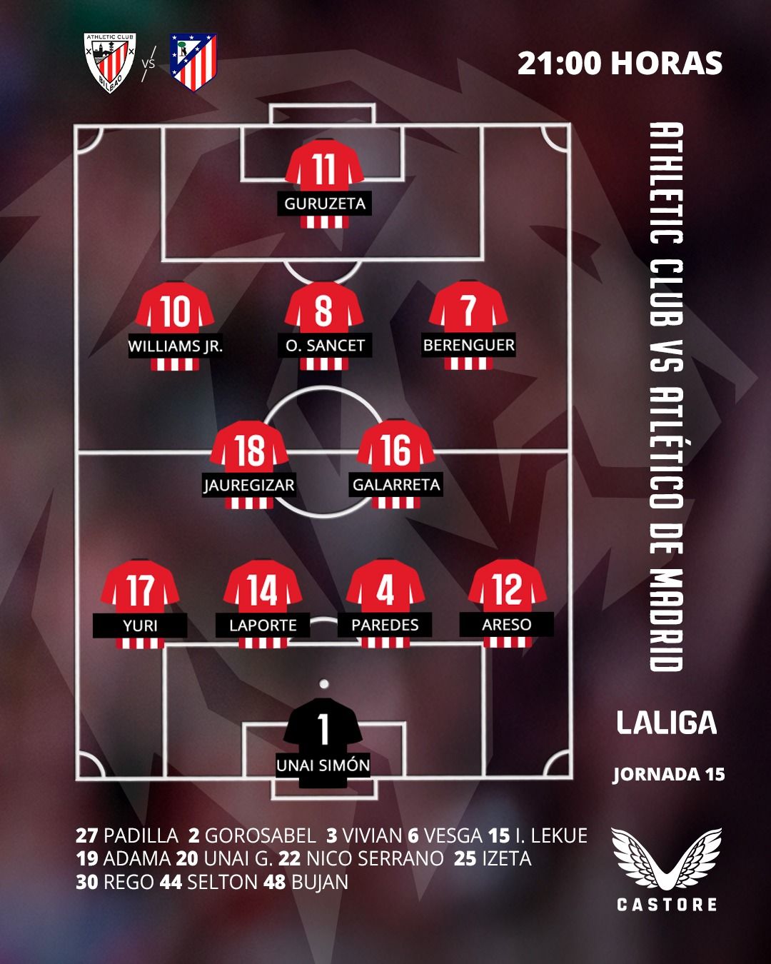 Once del Athletic ante el Atlético