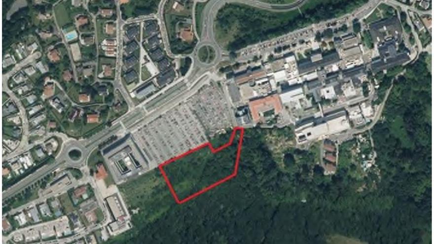 Zona delimitada en la que se construirá el parcamiento provisional para la zona hospitalaria.