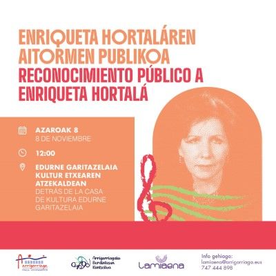 Anuncio del homenaje que recibirá Enriqueta Hortelá este sábado