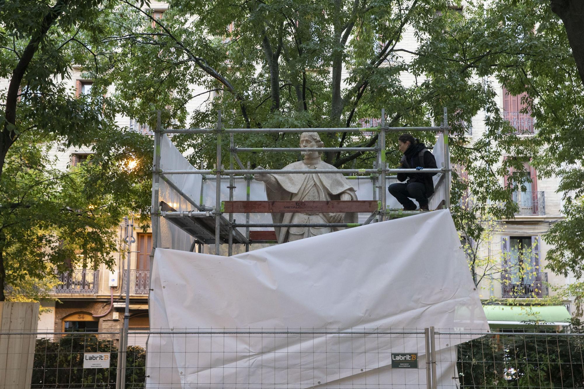 Las primeras estatuas se trasladarán de Sarasate a la Taconera la próxima semana