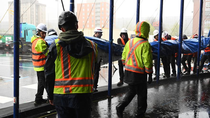 Barakaldo inicia la cuenta atrás para el Circo del Sol: así ha sido el espectacular montaje de la carpa de 'Kurios'