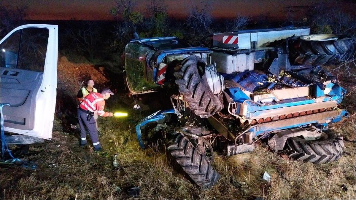 Cosechadora implicada en el accidente.
