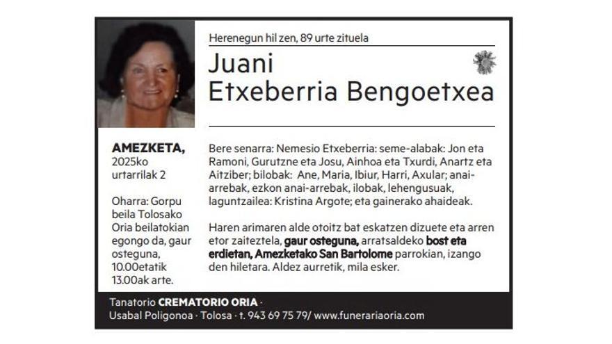 Juani Etxeberria Bengoetxea