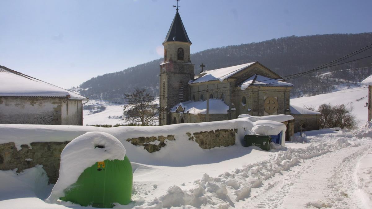 Vistas de Goñi con nieve en una imagen de archivo.