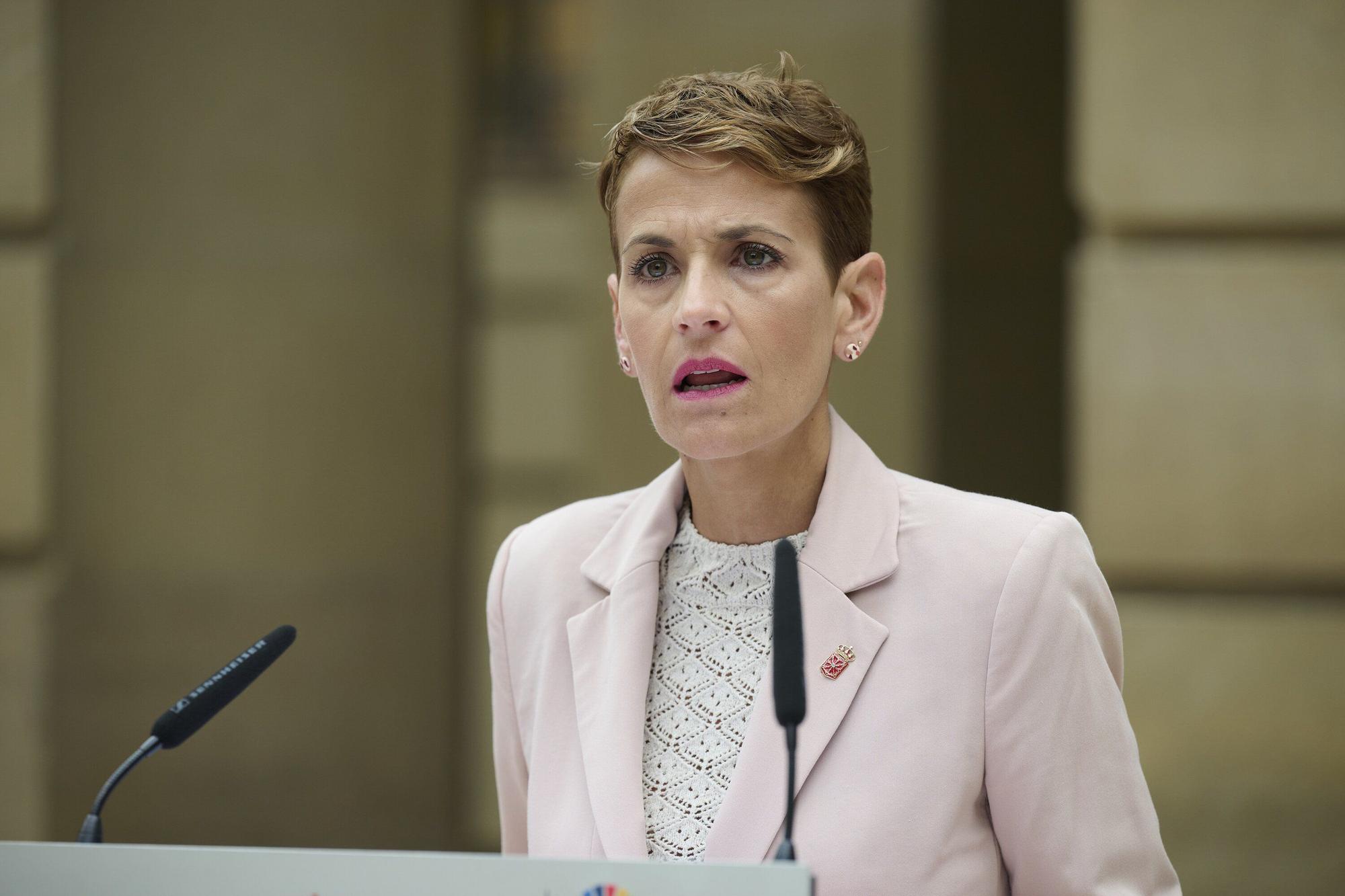 Rueda de prensa de María Chivite en la presentación del balance de mitad de legislatura