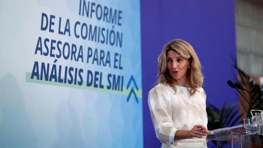 La ministra de Trabajo, Yolanda Díaz, durante la presentación del informe de expertos