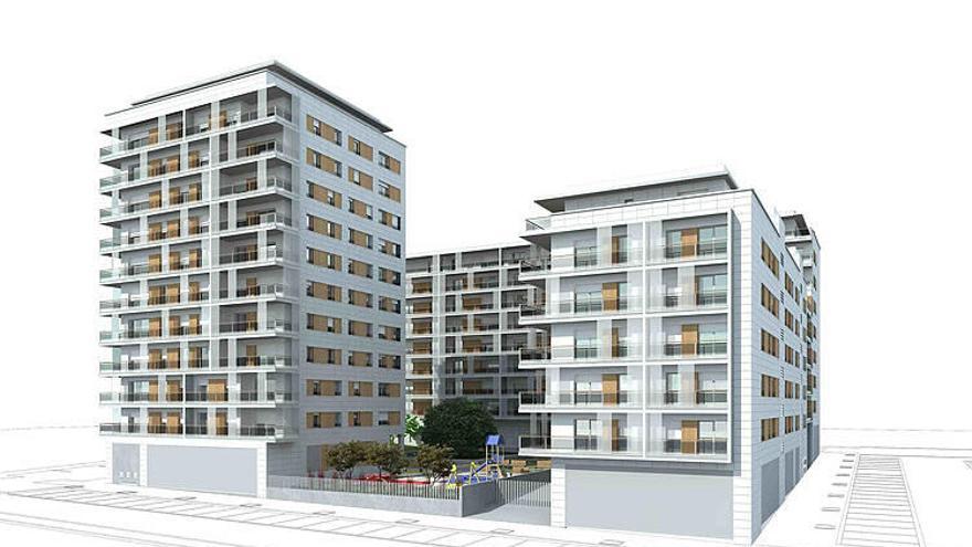 Imagen por ordenador del conjunto residencial.