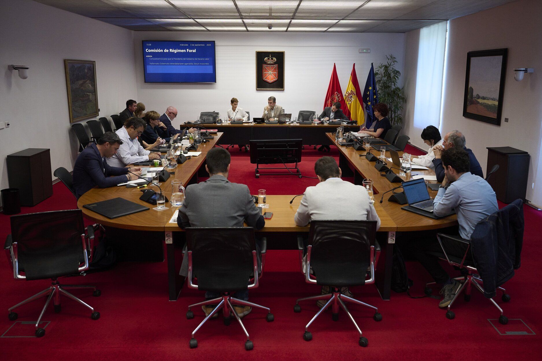 Chivite, en la Comisión de Régimen Foral del Parlamento de Navarra