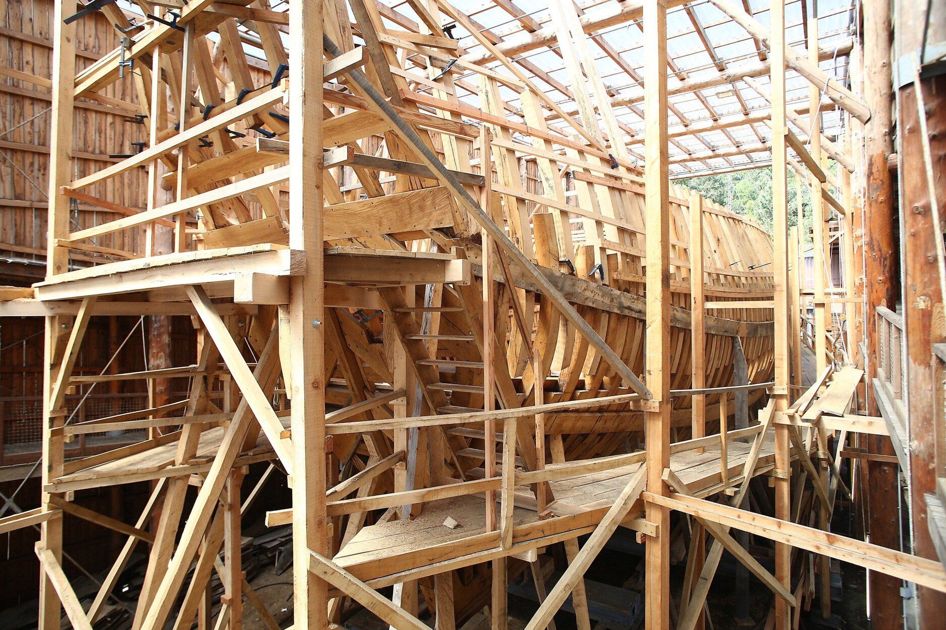 2017-5-10. Construcción de la réplica de la Nao San Juan, ballenero vasco hundido en Canadá en 1565, en la Factoría Albaola. Iker Azurmendi