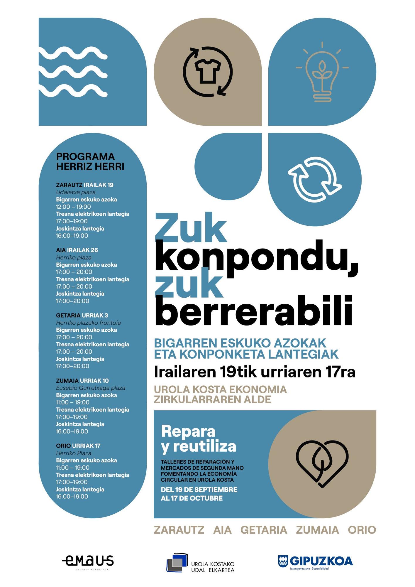Cartel de la campaña &#039;Zuk konpondu, zuk berrerabili&#039;.