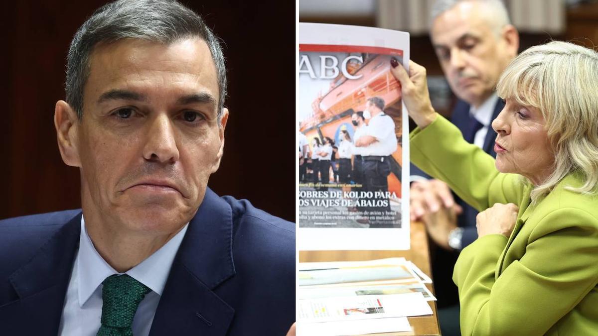 Pedro Sánchez y la senadora María Caballero, durante la comparecencia en el Senado. Pedro Sánchez y la senadora María Caballero, durante la comparecencia en el Senado.