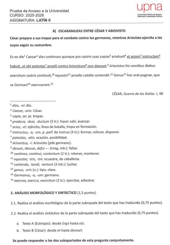 Examen Latín II segunda cara