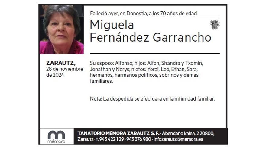 MIGUELA FERNANDEZ GARRANCHO