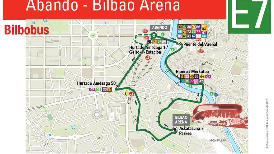 Bilbao Arenara joateko zerbitzu berezia eskainiko du Bilbobusek igandean, Bilbao Basketen partida dela eta
