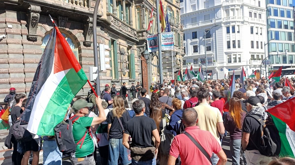 Manifestación en Bilbao en apoyo al pueblo palestino y a la flotilla