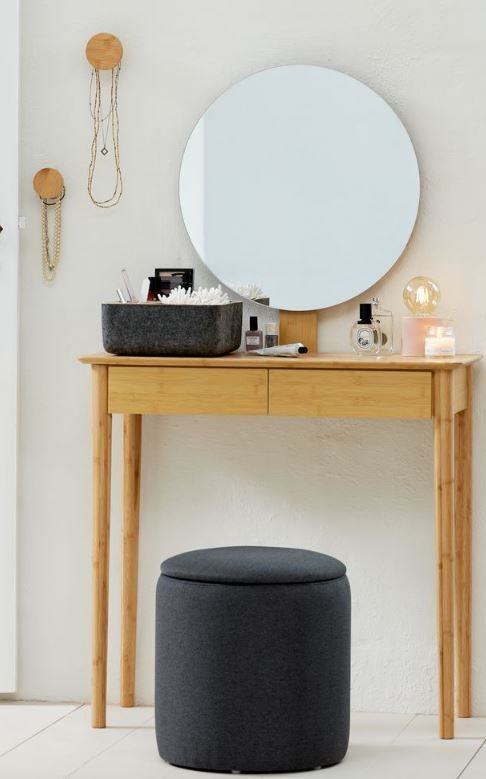 Puf GISLEV Ø36 con almacenaje tela asfalto