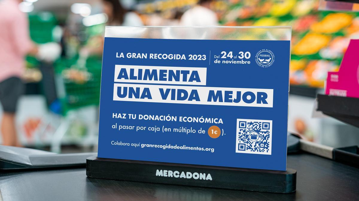 Mercadona se suma a la Gran Recogida de Alimentos 2023 organizada por la Federación Española de Bancos de Alimentos (FESBAL) del 24 al 30 de noviembre.