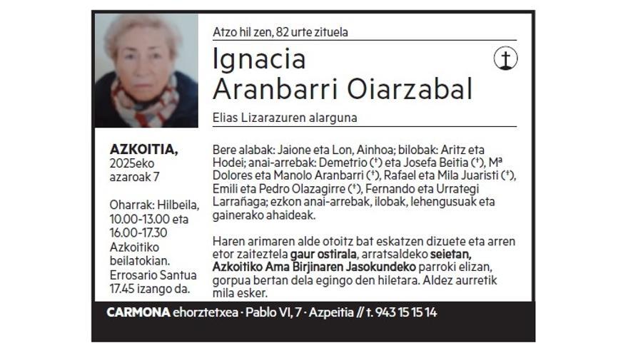 IGNACIA ARANBARRI OIARZABAL