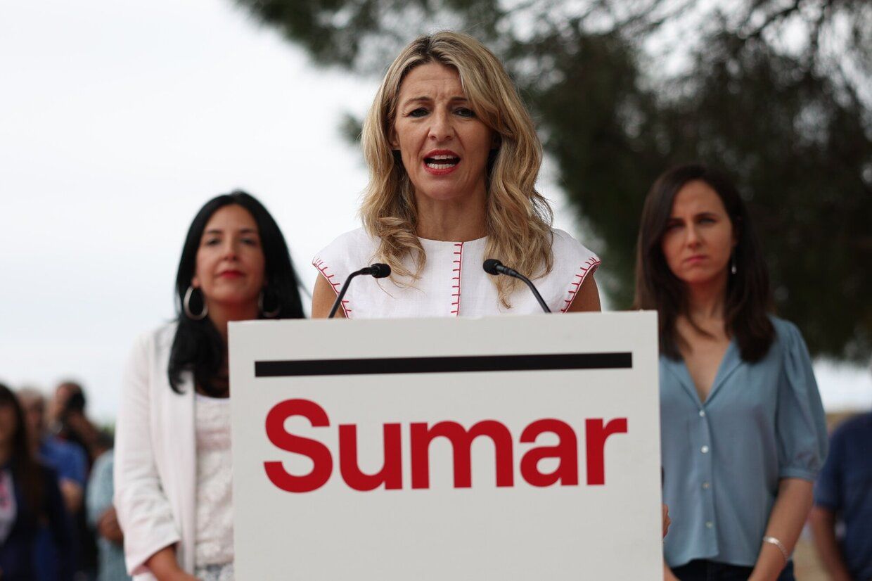 Yolanda Díaz y Ione Belarra comparten campaña de Sumar en Pamplona