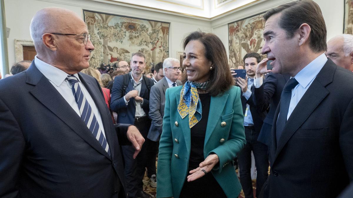 Los presidentes de Sabadell, Santander y BBVA, en una imagen del año pasado.