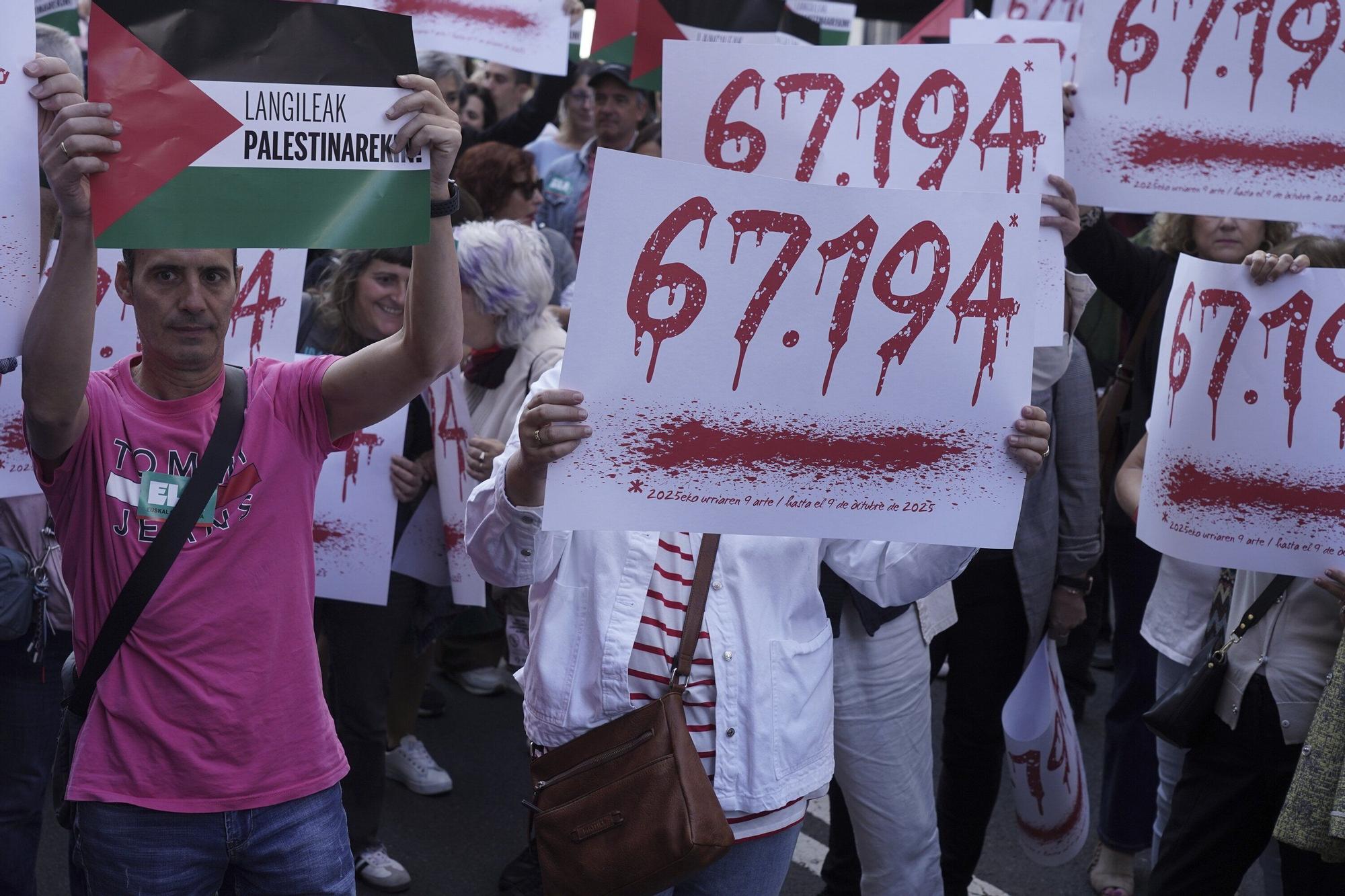 Miles de personas se manifiestan en Bilbao en apoyo al pueblo palestino