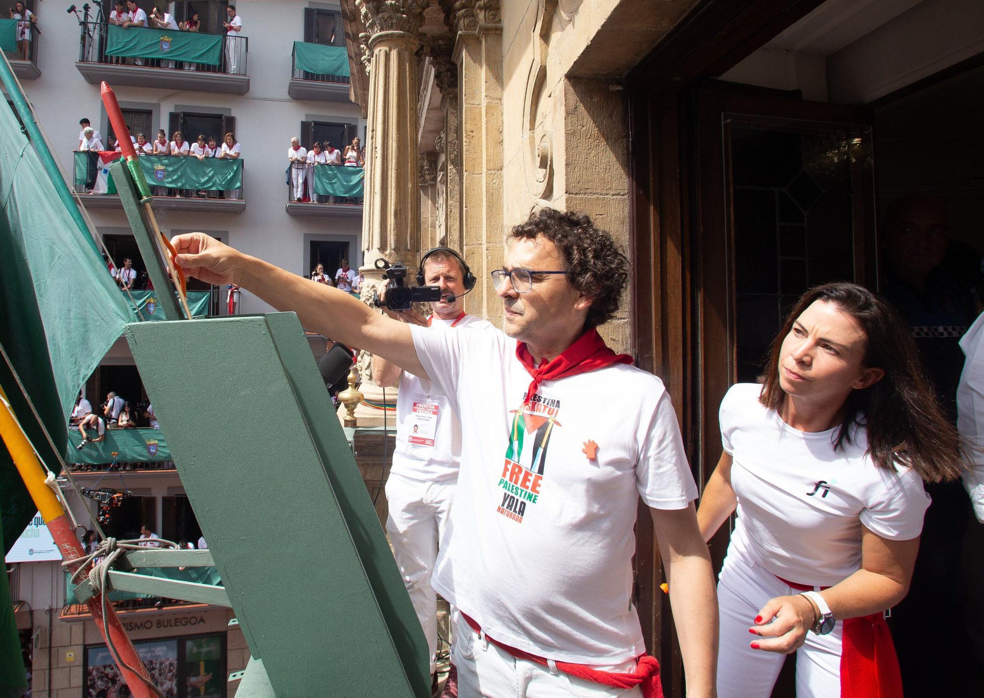 Fotos del  Chupinazo de San Fermín 2025 en Pamplona: ¡La fiesta más internacional se enciende con un grito solidario por Palestina!