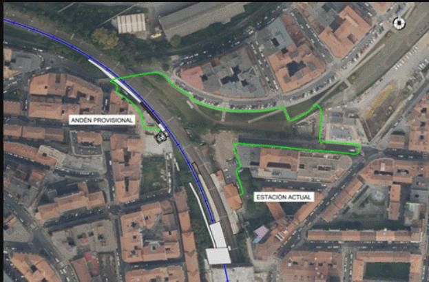 Mapa con la ubicación del acceso al andén provisional