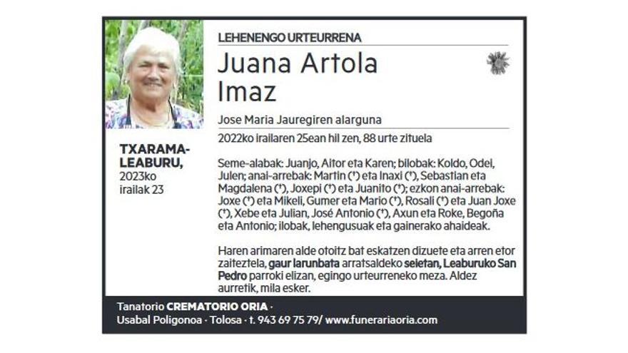 JUANA ARTOLA IMAZ