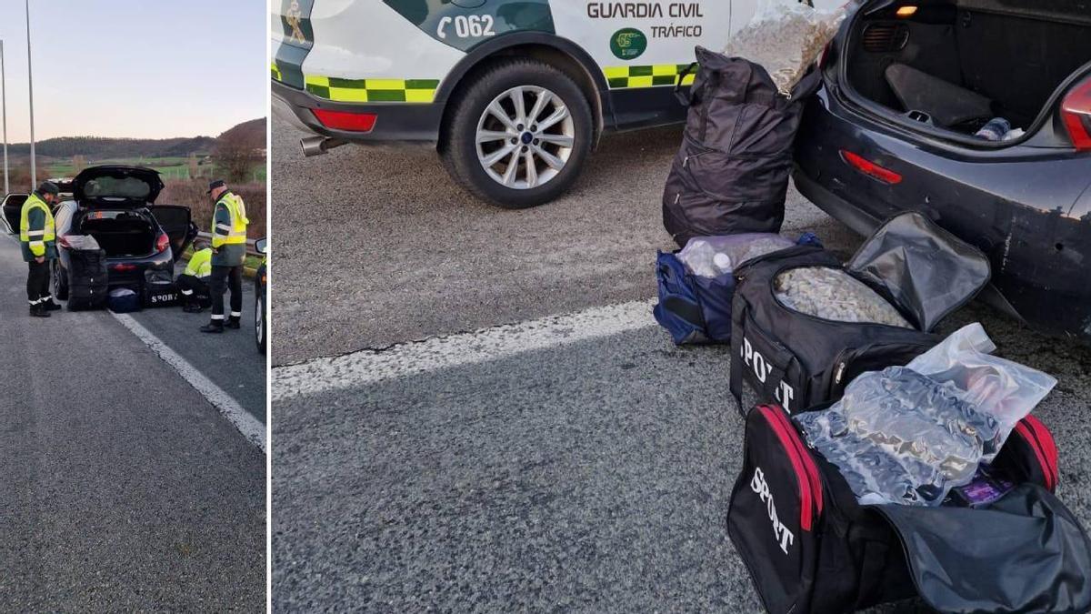 Interceptado en la Autopista de Navarra un conductor que transportaba más de 46 kilos de droga