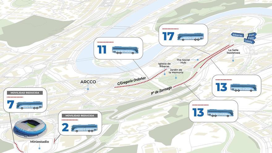 Real Sociedad: Nueva ubicación para el aparcamiento de autobuses en Anoeta