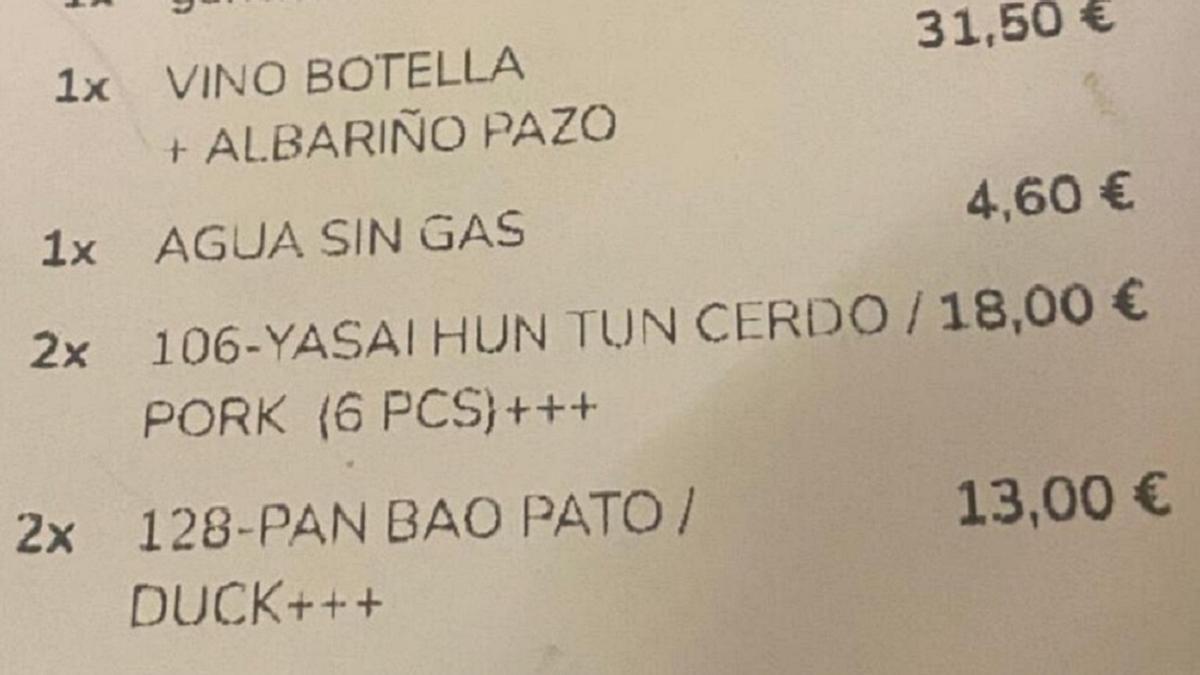 Parte de la cuenta.
