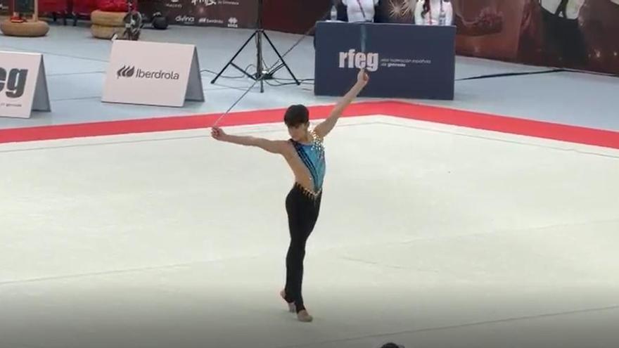 Así ha sido la ronda del joven atleta Hodei Rivas, primer puesto en la Copa estatal de gimnasia rítmica.