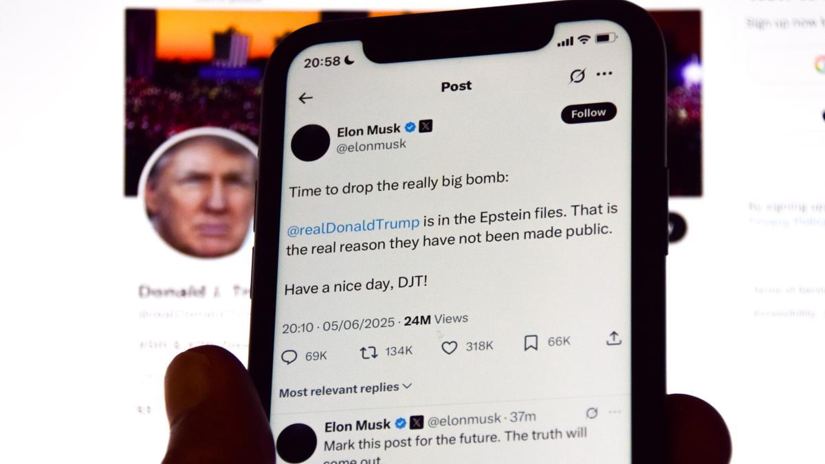 El famoso tweet de Elon Musk revelando que el nombre de Donald Trump está en los papeles de Epstein.